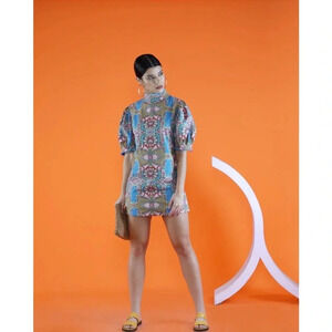 Ollari Deco vintage 90s floral mini Dress Size small